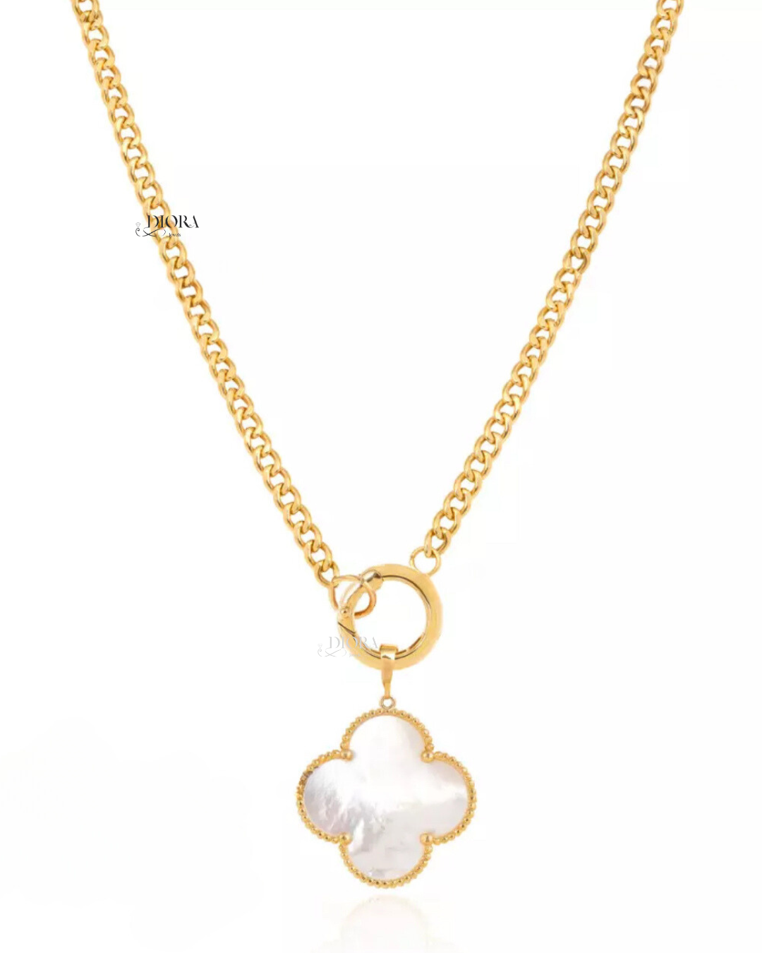 Gold Chain ( Cartier Design) with sweet Alhambra Pendant