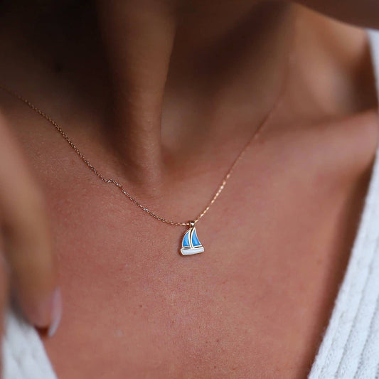 Blue Boat Necklace