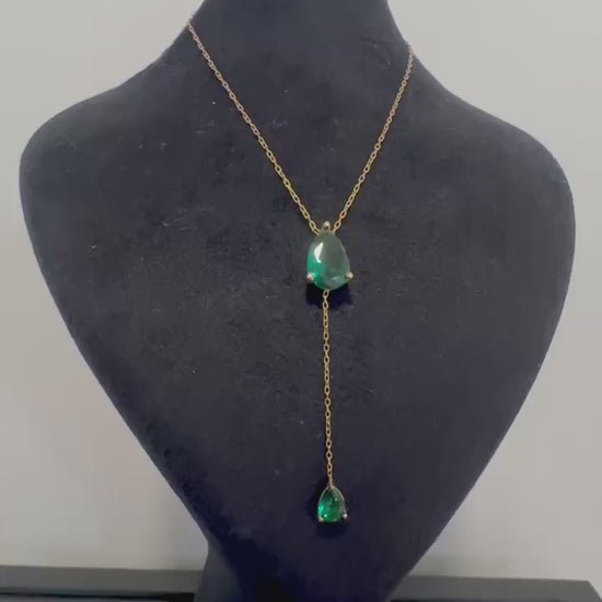 18K Emerald Drop Y-Necklace