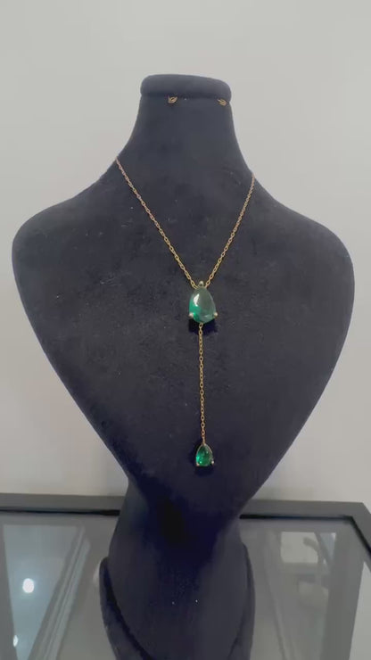 18K Emerald Drop Y-Necklace