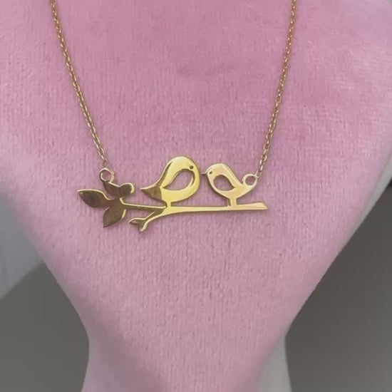 18K Love Birds Gold Necklace