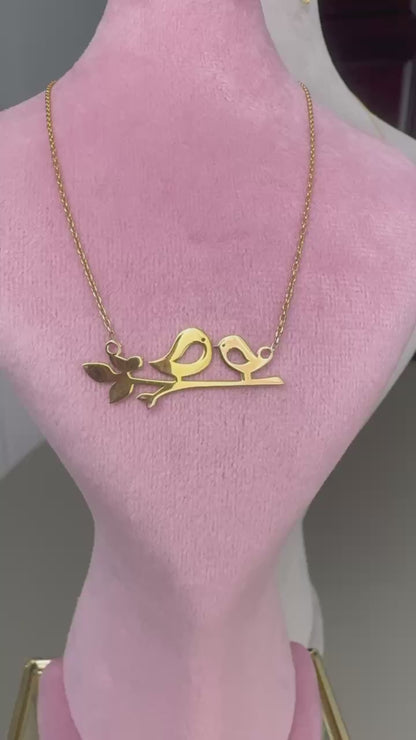 18K Love Birds Gold Necklace