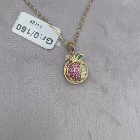 18K Pomegranate Gold Pendant