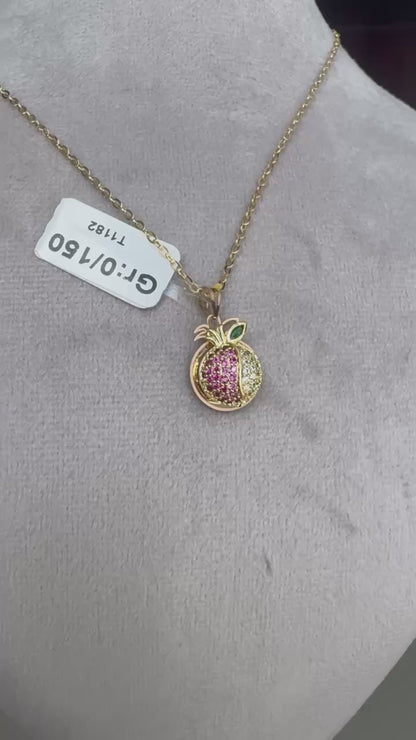 18K Pomegranate Gold Pendant