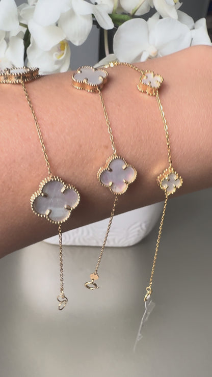 18K Minimal Pearl Alhambra Bracelet