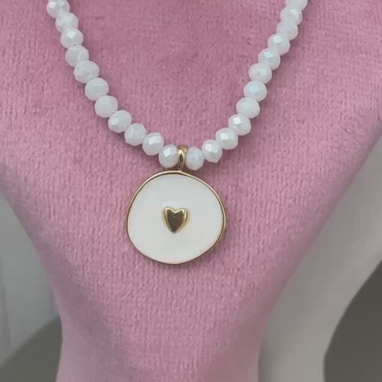 18K Heart Enamel Gold Pendant