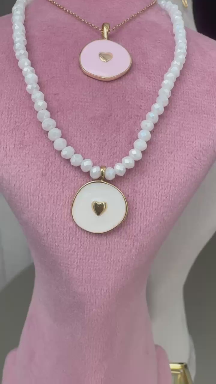 18K Heart Enamel Gold Pendant