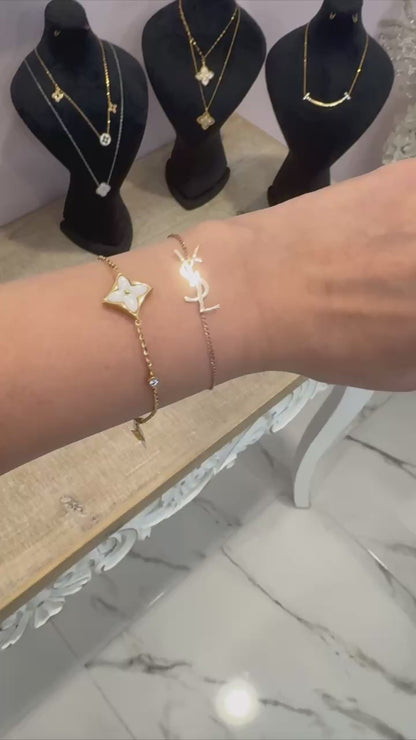 Gold Clover Mother of Pearl Bracelet