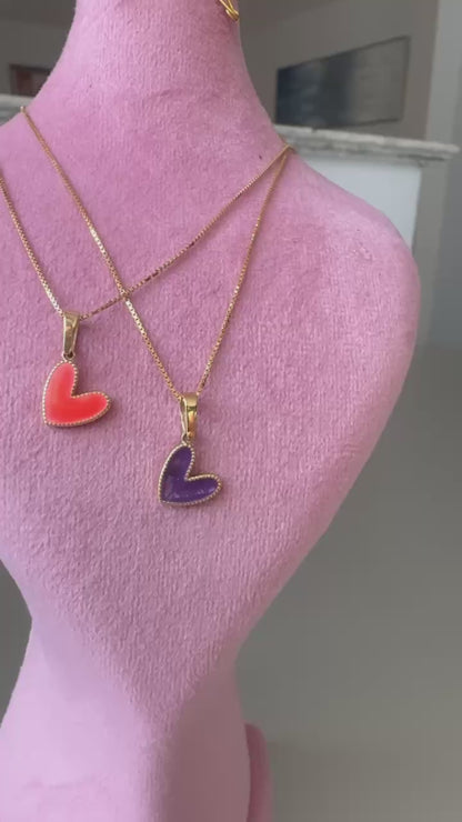 18K Heart Enamel Gold Pendant