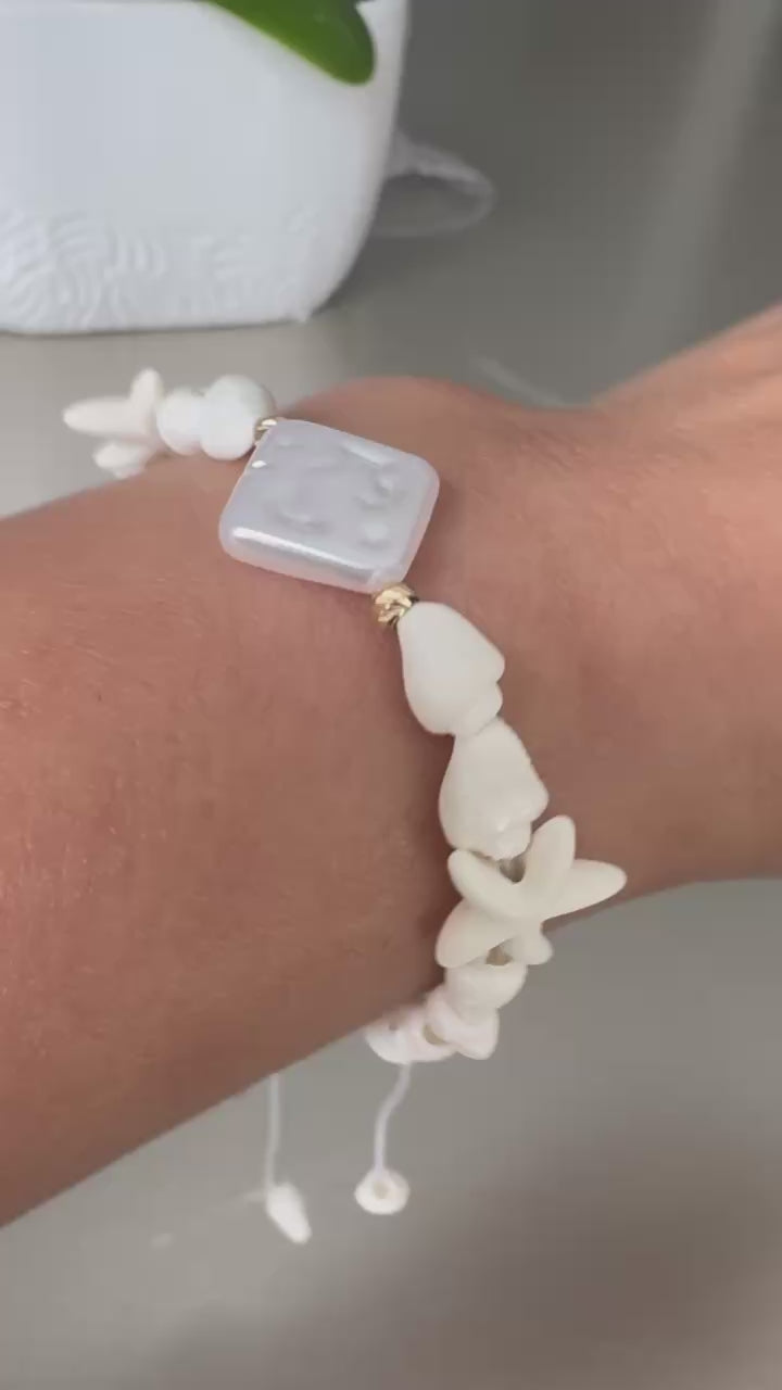 18K Gold Bead Shell Bracelet