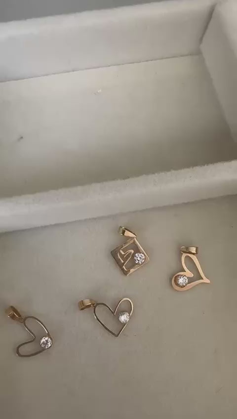 18K Heart Diamond Gold Pendant