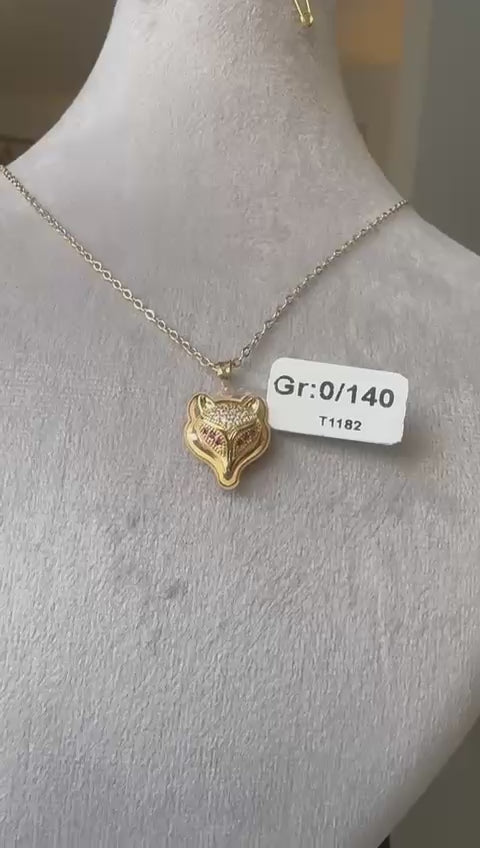 18K Fox Head Gold Pendant