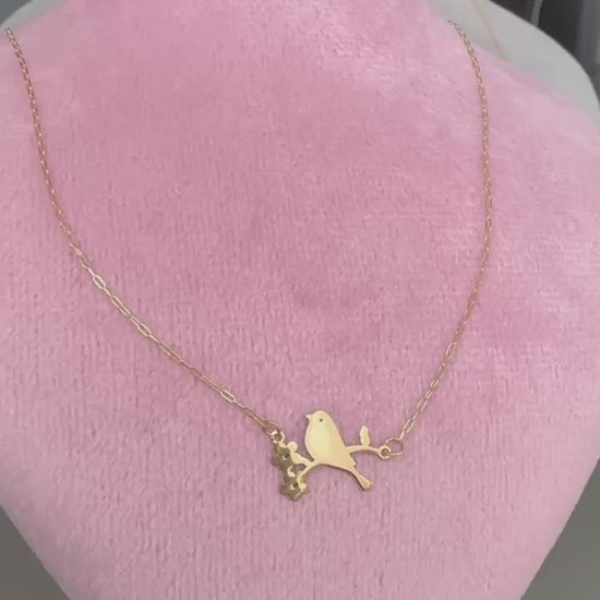 18K Love Birds Gold Necklace