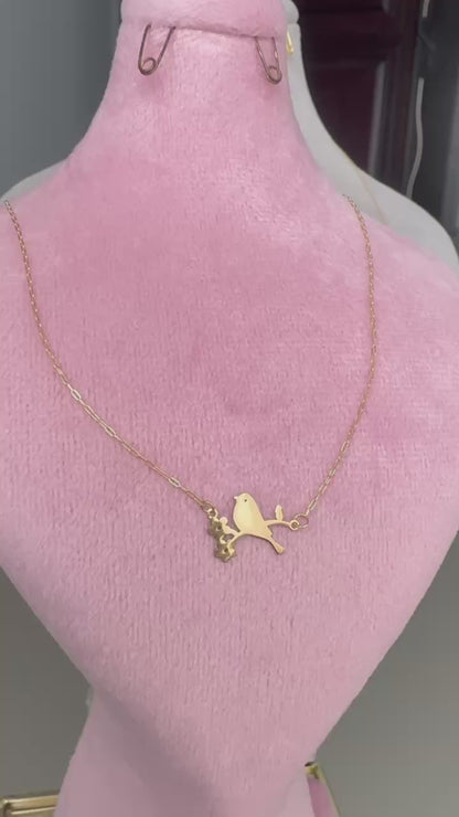 18K Love Birds Gold Necklace